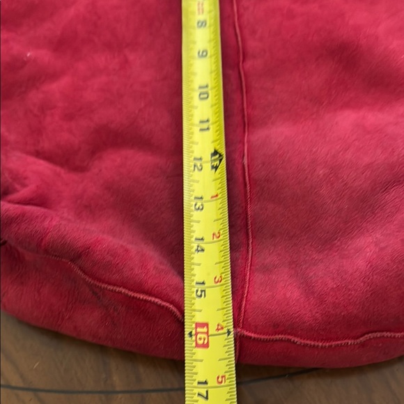 UGG Australia Red Suede Shoulder Tote Bag with Leather Handles Shearling Lined - Picture 13 of 16